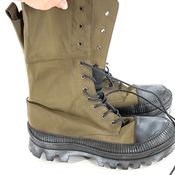 Free People Goldie Lug Combat Boots 10 40 NWOT Olive Green Ankle Lace Up 90s Y2K - Picture 7 of 10